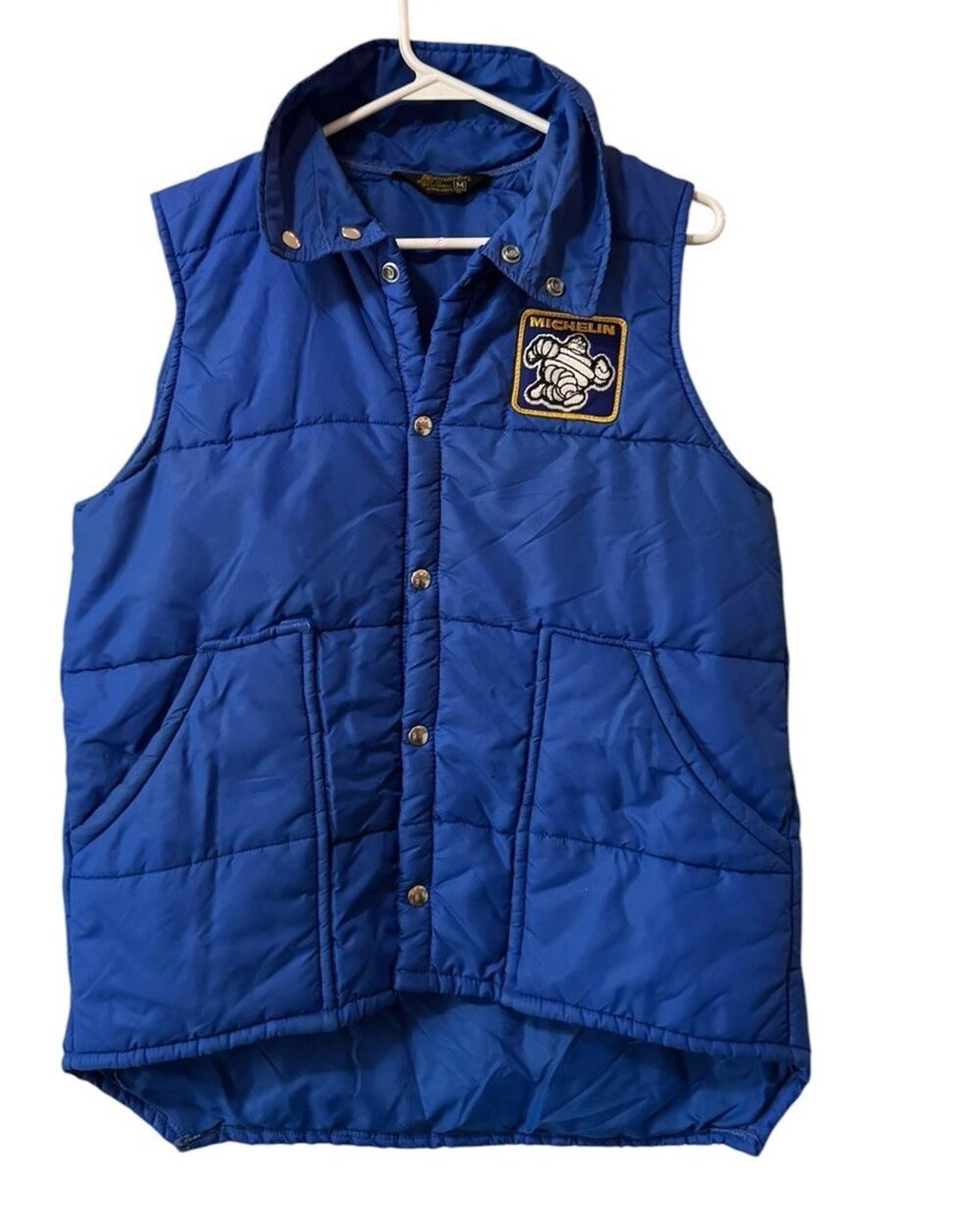 VTG Swingster Button Down Puffer Vest Size Medium Michelin Pockets Advertising